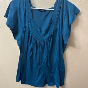 Perseption Teal V-Neck Blouse